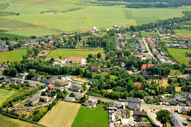 Fragment miejscowości Sadki z lotu ptaka